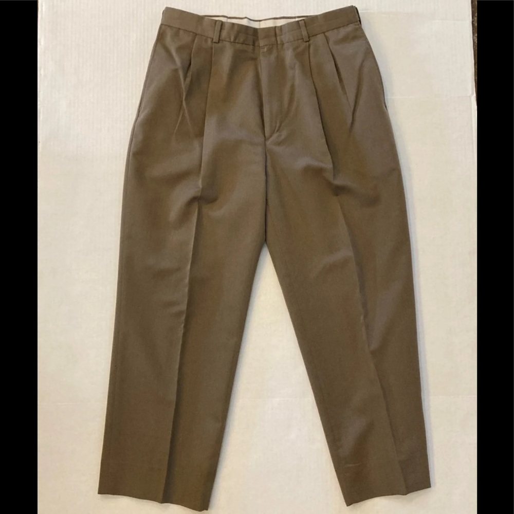 Dress Pants Slacks Khaki Colored Pleated Front Size 34